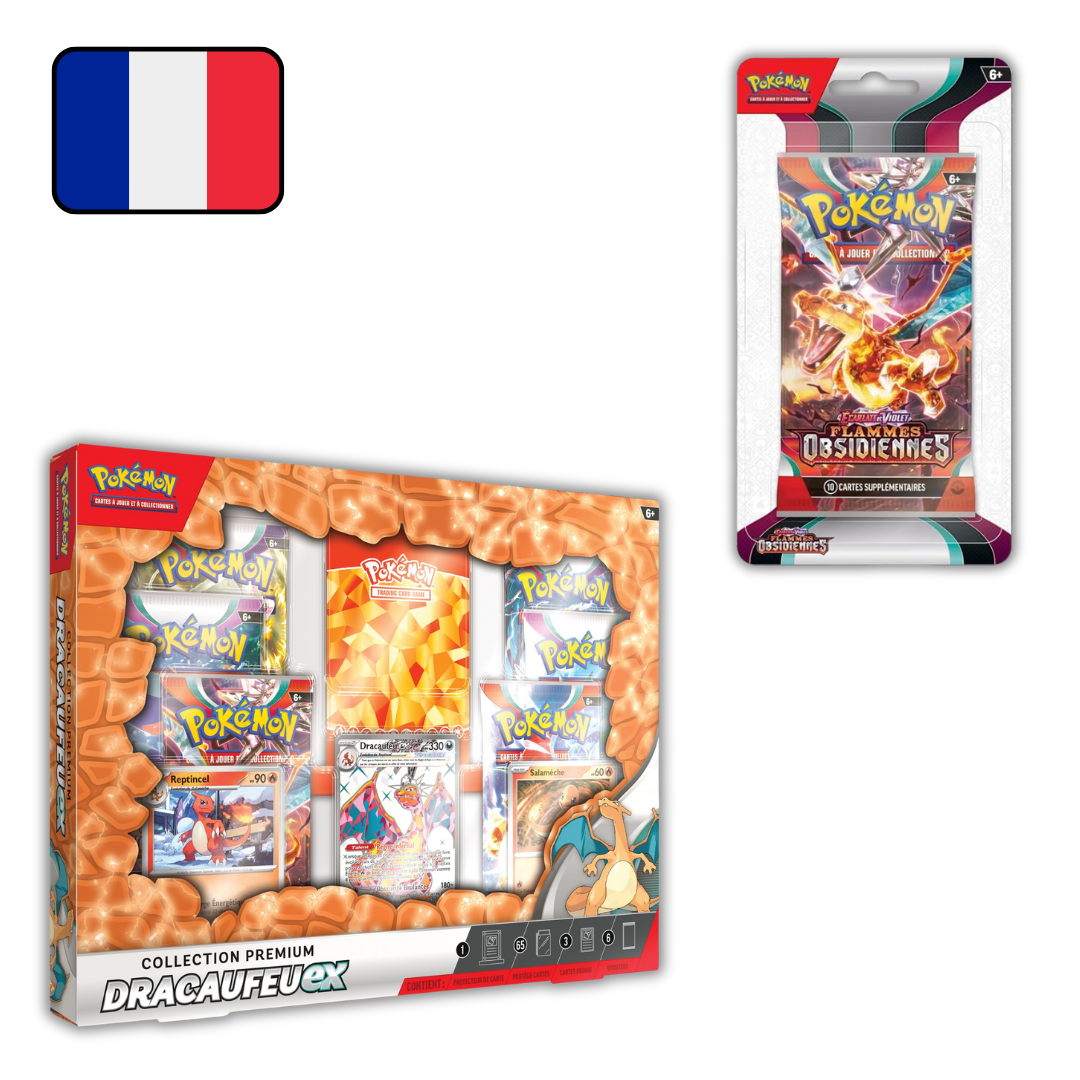 Pack Pokémon - Coffret Dracaufeu Ex & Blister EV03 Flammes Obsidiennes
