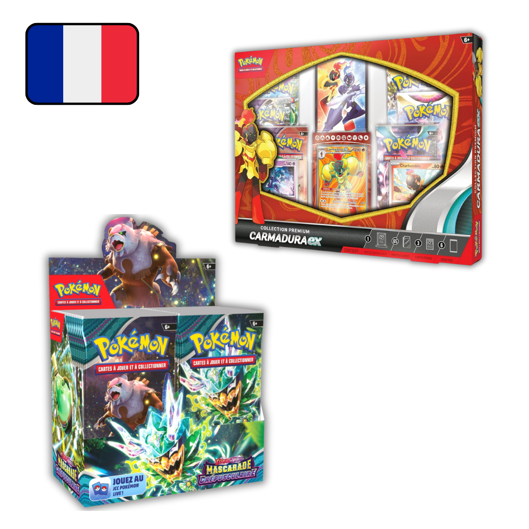 Pack Pokémon - Display de 36 Boosters Pokémon EV06 Mascarade Crépusculaire & Coffret Carmadura Ex